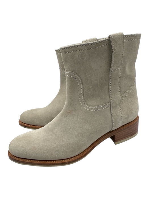 Laurence Dacade Shoe Size 40.5 Gray Beige Leather Stacked Heel Round Toe Booties Gray Beige / 40.5