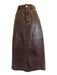Frame Size 25 Brown Lamb leather Croc Embossed Zip Fly Back Slit Midi Skirt Brown / 25