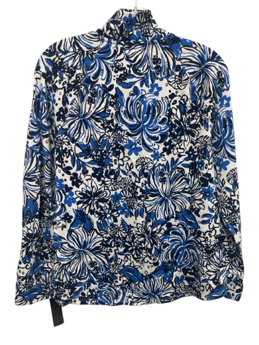 Lilly Pulitzer Size L Blue, Navy, White Cotton & Modal 1/4 Zip Athletic Jacket Blue, Navy, White / L