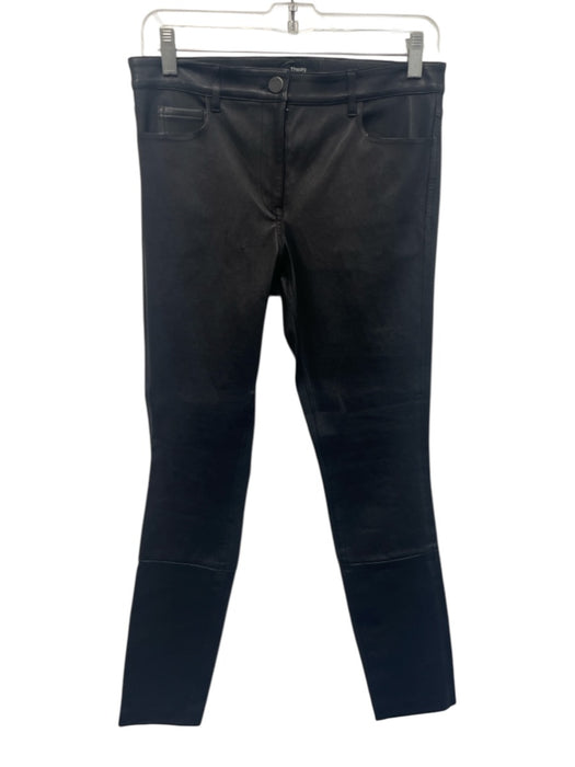 Theory Size 4 Black Lamb leather High Rise Zip Fly Skinny Pants Black / 4