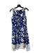 Oscar De La Renta Size 12 Blue, White & Black Cotton V Neck Sleeveless Dress Blue, White & Black / 12