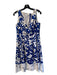 Oscar De La Renta Size 12 Blue, White & Black Cotton V Neck Sleeveless Dress Blue, White & Black / 12