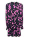 Parker Size S Black & Purple Silk Floral V Neck Drop Waist Smocked Dress Black & Purple / S