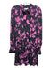 Parker Size S Black & Purple Silk Floral V Neck Drop Waist Smocked Dress Black & Purple / S