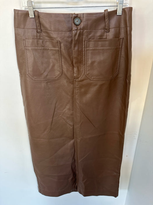 Maeve Size M Brown Vegan Leather High Waist Maxi Skirt