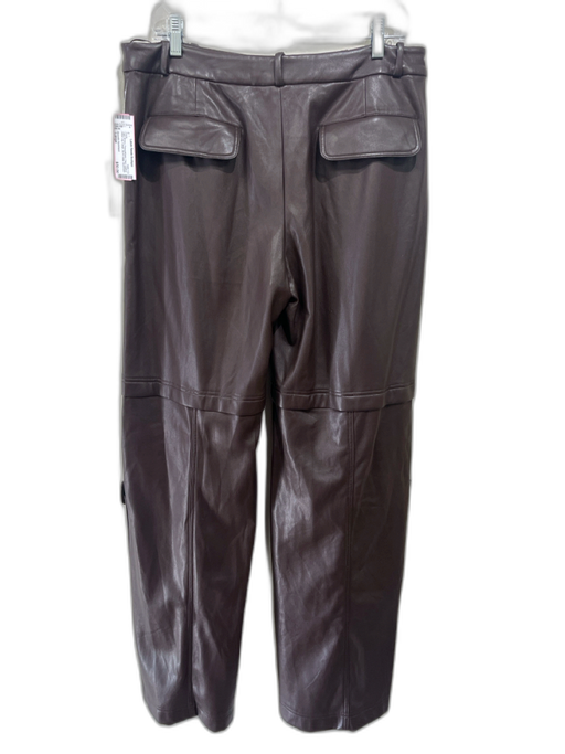 Amanda Uprichard Size Large Dark Brown Polyurethane Faux Leather Wide Leg Pants Dark Brown / Large