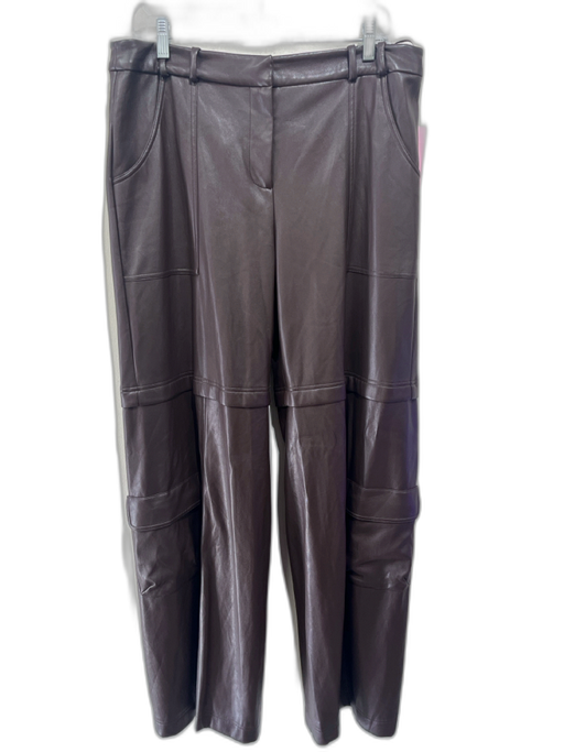 Amanda Uprichard Size Large Dark Brown Polyurethane Faux Leather Wide Leg Pants Dark Brown / Large