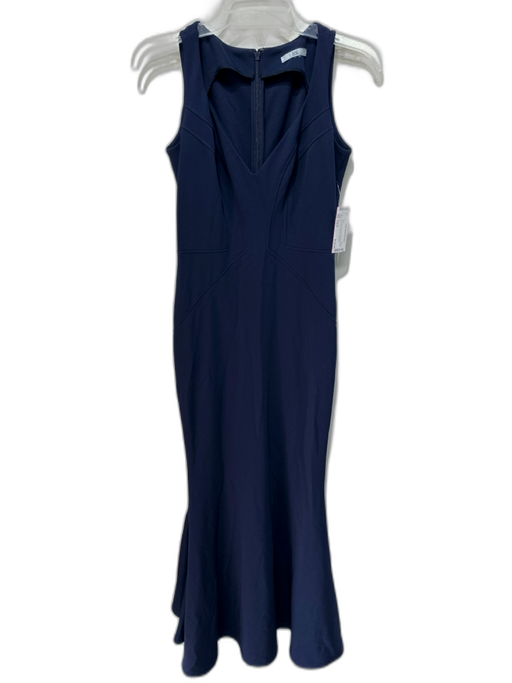 Zac Posen Size Est S Navy Blue Polyester Strapless V Neck Seam Detail Gown Navy Blue / Est S