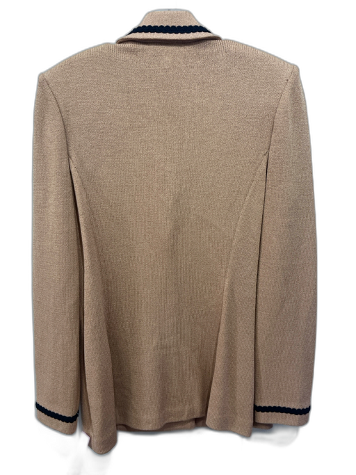 St John Size 6 Beige & Black Wool Blend Lapel Braided Cord Button Up Jacket Beige & Black / 6