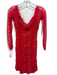 Majorelle Size M red & beige Nylon Blend Sheer Overlay Polka Dot Cinched Dress red & beige / M