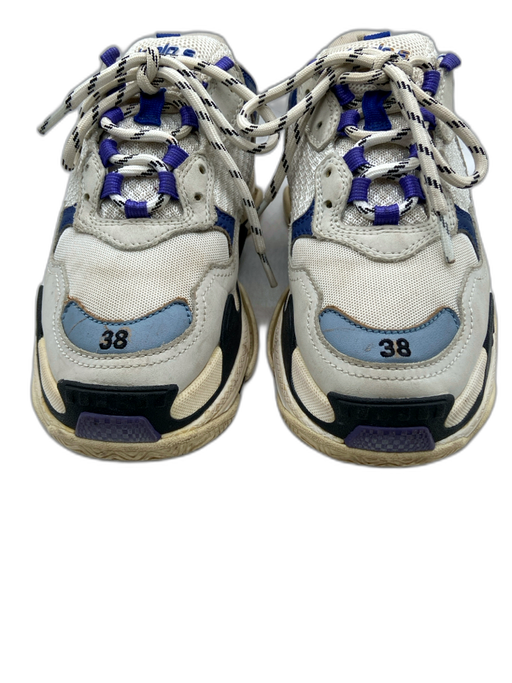 Balenciaga Shoe Size 8 White, Gray, Blue Nylon Lace Up Chunky Sneakers White, Gray, Blue / 8