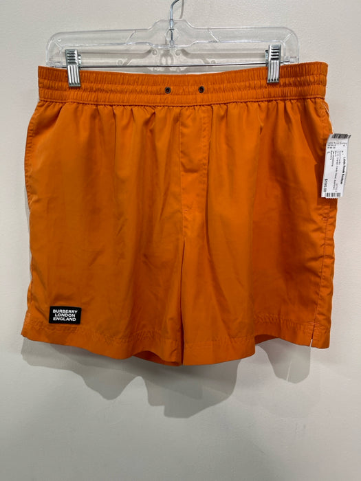 Burberry Size L AS IS Orange Elastic Waist Men's Swim Trunks