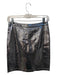 Alice & Olivia Size Small Silver Lamb leather Back Zip Above the Knee Skirt Silver / Small