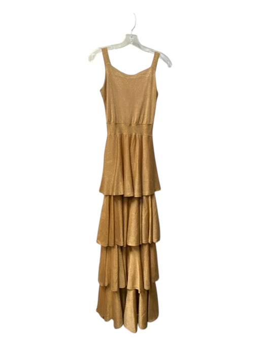 Cecilia Prado Size P/S Gold No Fabric Tag Sleeveless Tiered Square Neck Dress Gold / P/S