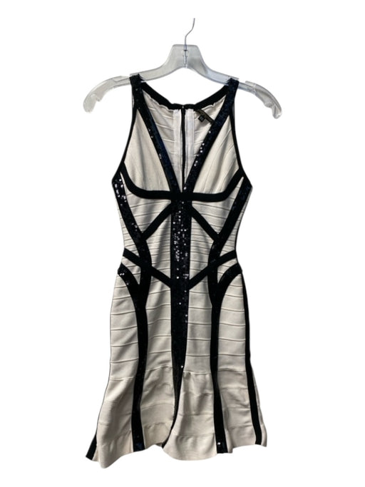 Alberto Makali Size XS White & Black Rayon Blend Sleeveless V Neck Dress White & Black / XS