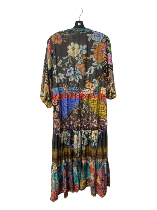 Johnny Was Size XS Multi Silk V Neck All Over Print Half Sleeve Dress Multi / XS