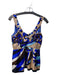 Tibi Size 2 Blue, Black & Beige Silk Side Zip V Front V Back Babydoll Top Blue, Black & Beige / 2