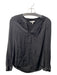 Milly Size 00 Black Silk Blend round split neck Long Sleeve Half Button Top Black / 00