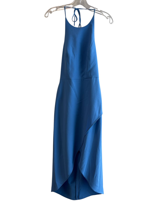 Alice & Olivia Size 0 Blue Polyester Halter Neck Back Zip Hi Lo Open Front Dress Blue / 0