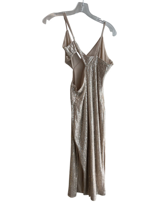 Love Shack Fancy Size 00 Beige Polyester Sequins Side Zip Side Cut Outs Dress Beige / 00