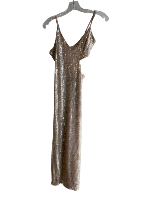 Love Shack Fancy Size 00 Beige Polyester Sequins Side Zip Side Cut Outs Dress Beige / 00