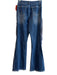 Oyrosy Size XS Med Dark Wash Cotton Blend Zip Fly Flare Leather Fringe Jeans Med Dark Wash / XS