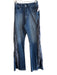 Oyrosy Size XS Med Dark Wash Cotton Blend Zip Fly Flare Leather Fringe Jeans Med Dark Wash / XS