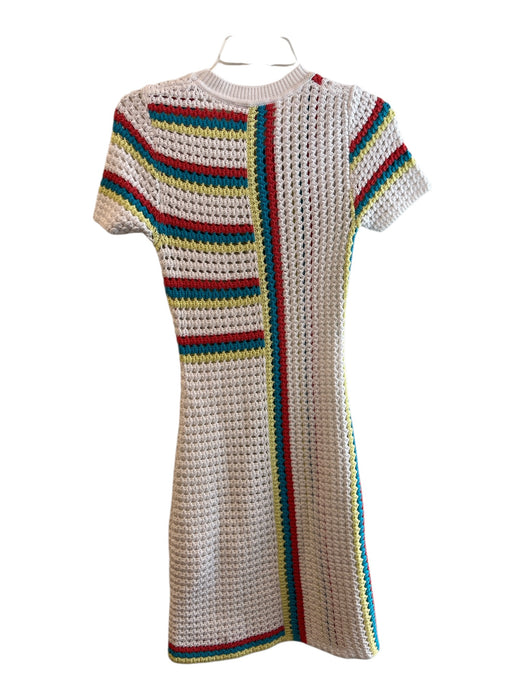 Solid & Striped Size XS White & Multi Cotton Short Sleeve Knit Crew Neck Dress White & Multi / XS