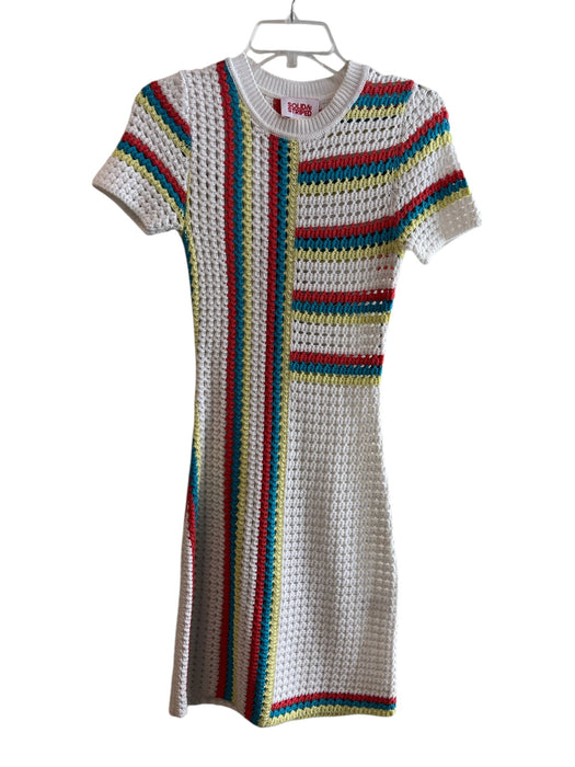 Solid & Striped Size XS White & Multi Cotton Short Sleeve Knit Crew Neck Dress White & Multi / XS