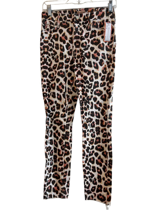 Mother Size 26 Cream, brown & pink Cotton Blend 5 Pocket Zip Pocket Skinny Jeans Cream, brown & pink / 26