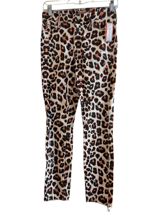 Mother Size 26 Cream, brown & pink Cotton Blend 5 Pocket Zip Pocket Skinny Jeans Cream, brown & pink / 26