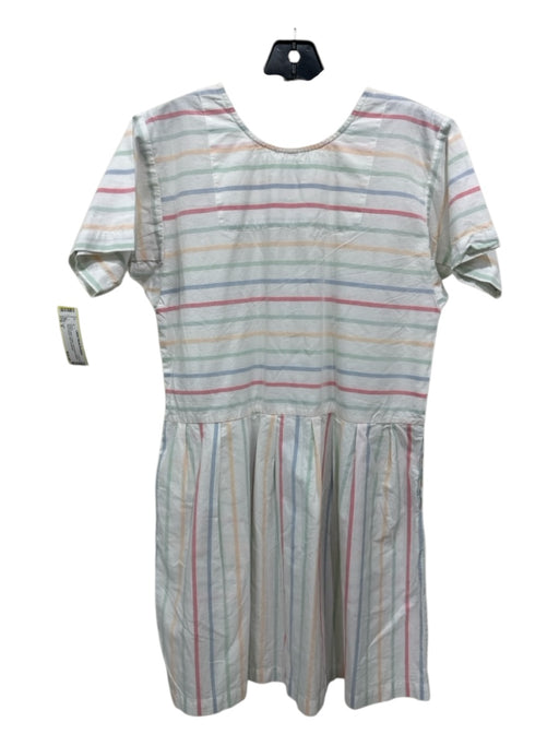 Lake Size S White & Multi Cotton Horizontal Stripes Short Sleeve Dress White & Multi / S