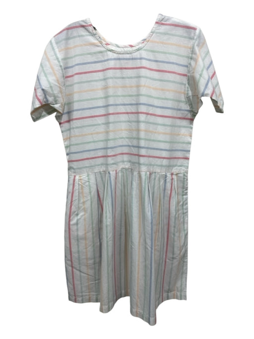 Lake Size S White & Multi Cotton Horizontal Stripes Short Sleeve Dress White & Multi / S