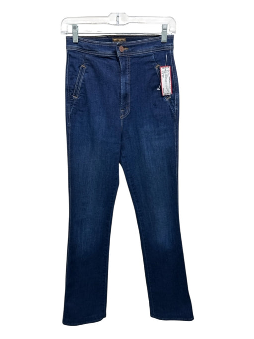 Mother Size 25 Dark Wash Cotton Denim Zip & Button High Rise Straight Leg Jeans Dark Wash / 25