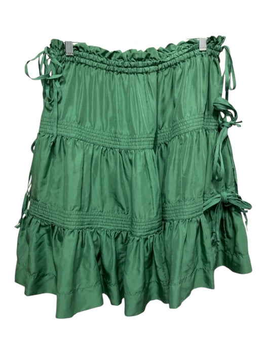 Marc Jacobs Size S Green Silk Elastic Waist Solid Tassel Detail Skirt Green / S