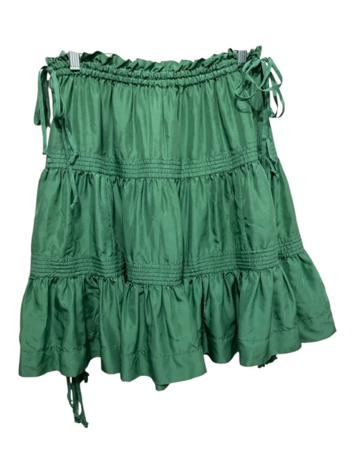 Marc Jacobs Size S Green Silk Elastic Waist Solid Tassel Detail Skirt Green / S