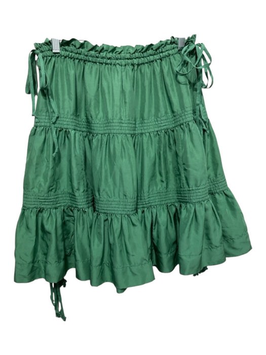 Marc Jacobs Size S Green Silk Elastic Waist Solid Tassel Detail Skirt Green / S
