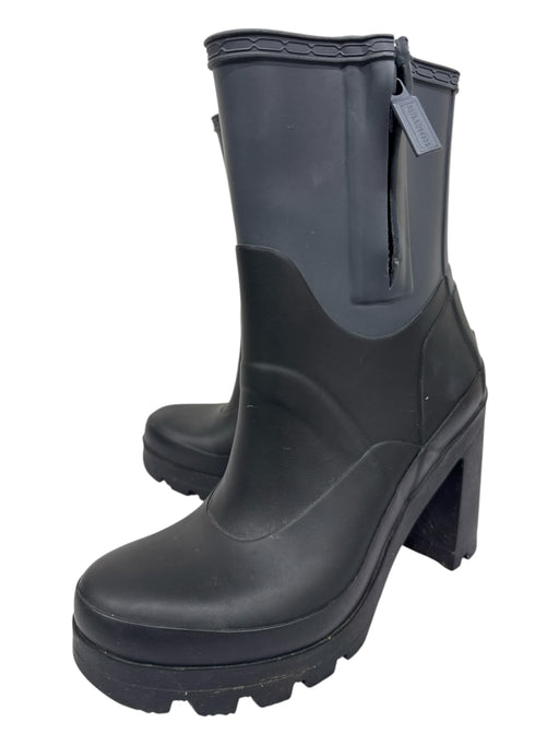 Hunter Shoe Size 8 Black & Gray Rubber Side Zip color block Block Heel Booties Black & Gray / 8