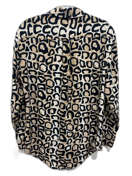 Equipment Femme Size XS Black & Beige Silk Leopard Print Snakeskin Print Top Black & Beige / XS