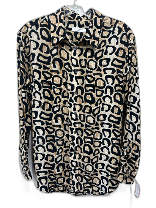 Equipment Femme Size XS Black & Beige Silk Leopard Print Snakeskin Print Top Black & Beige / XS