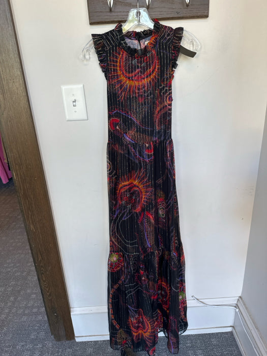 Marie Oliver Size S Black & Multi Polyester Sleeveless Kaleidoscope Belted Dress