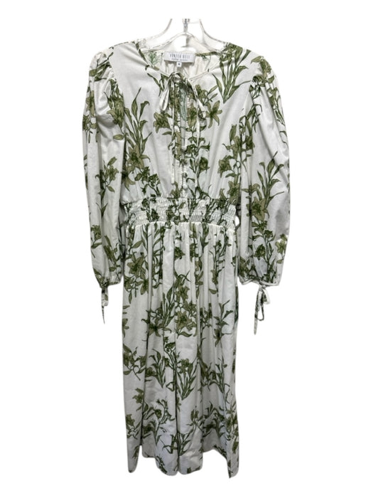 Hunter Bell Size M White & Green Cotton floral print Tie Detail Dress White & Green / M