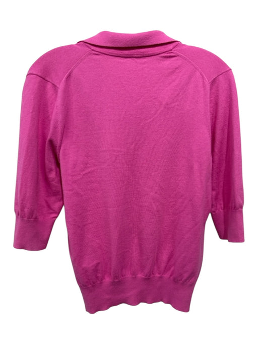Ann Mashburn Size L Pink Cotton, Nylon, Silk Collared Ribbed Hem Top Pink / L