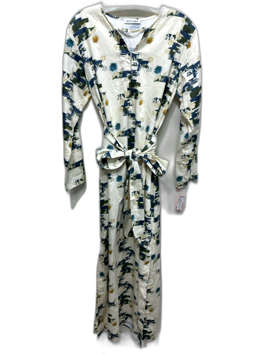 Rose Room Size S Cream, Blue, Green Cotton Floral Long Sleeve Maxi Dress Cream, Blue, Green / S