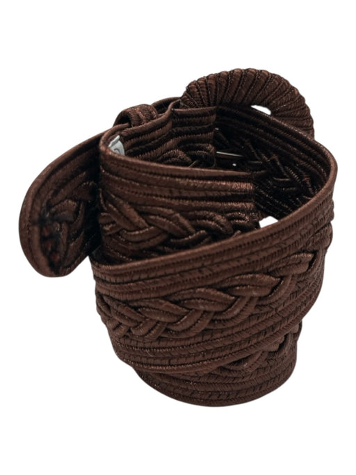 Oscar de la Renta Bronze Textile Braided Buckle Belts Bronze / L