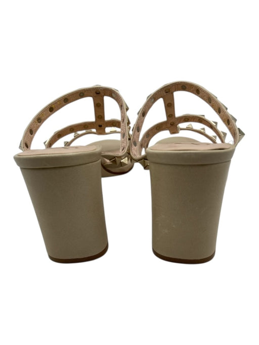 FS/NY Shoe Size 8.5 Cream & Gold Leather Upper Pyramid Studs Cage Sandals Cream & Gold / 8.5