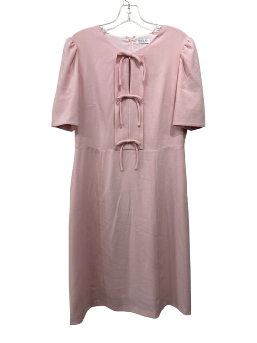 Beulah Size S/M Light Pink Wool Back Zip Tie Detail Bust Darts Dress Light Pink / S/M