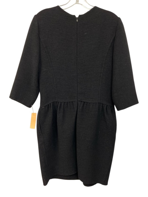 Oscar de la Renta Size 12 Black Wool Blend Zip Back Long Sleeve Dress Black / 12
