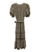 The Great Size 1 Brown & White Cotton Gingham Tie belt Pockets Maxi Dress Brown & White / 1