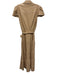 Alice + Olivia Size 8 Tan PU Leather Button Front Cap Sleeve Tie Belt Dress Tan / 8